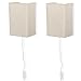 Wallniture Asian Wall Lamp with Toggle Switch, Living Room Decor Rice Paper Lamp Shade with Light Bulbs, Cream Set of 2