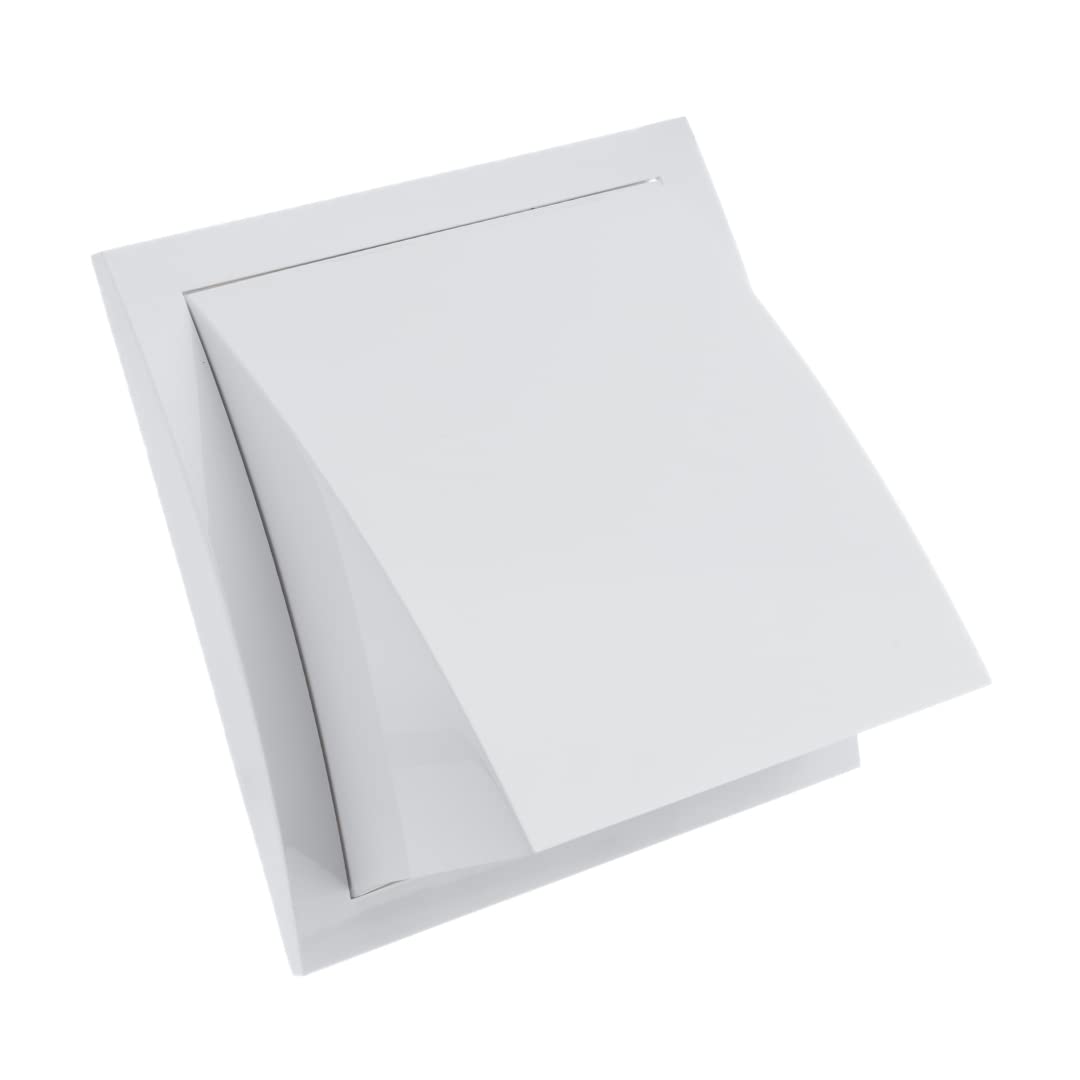 Ø 125mm / 5'' Cowled Duct Cover with Gravity Flap - Ventilation Grille with Rain and Wind Protection - External Air Vent Covers - ABS Plastic White