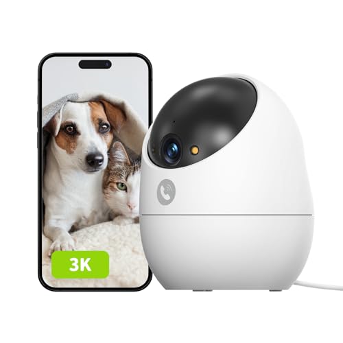 3K (5MP) Caméra de Sécurité Intérieure, 360° Surveillance 2.4GHz Wi-FI, Vision Nocturne Couleur, Détection et Suivi des Humains, Stockage Carte SD sans Abonnement, Caméra Bébé/Animaux D210