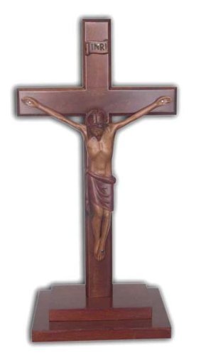Shalom Christian large wood wooden Corpus standing Cross 30cm stepped base crucifix
