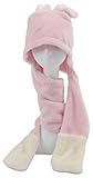 PULAMA Varied Animal Hats Gloves Scarf 3 in 1 Set -Costume Hood Toy (RABIT Pink)