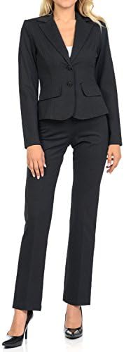 Sweethabit Womens Classic Wear to Work Solid Pants Suit Set(3020set) (Small, 3108-3107_Grey)
