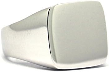 Wellmade Genuine 925 Sterling Silver Mens Plain Square Signet Ring