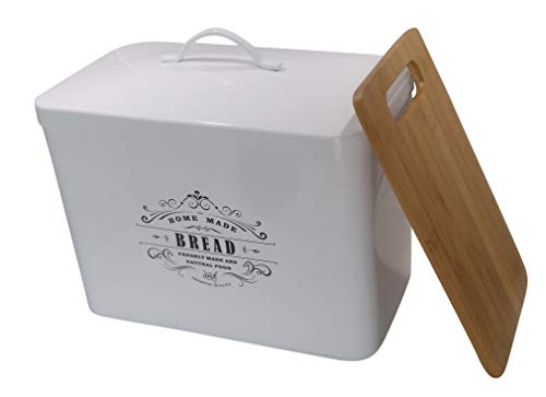 Metal bread box + cutting board. Storage bin kitchen decor. Kitchen storage container. breadbox basket. kitchen countertop organizer. Tin box. Premium Present brand.