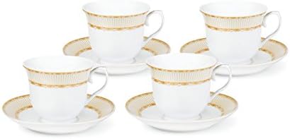 Lorren Home Trends Goldtone Porcelain Coffee Set | 6oz. (Set of 4)