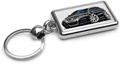 WickedArtz Cartoon Car Volkswagen VW Passat R36 Estate Black Premium Metal Key Ring