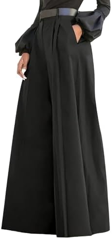 EsEiCo Womens Wide Leg Slant Pockets Zipper Palazzo Pants Loose