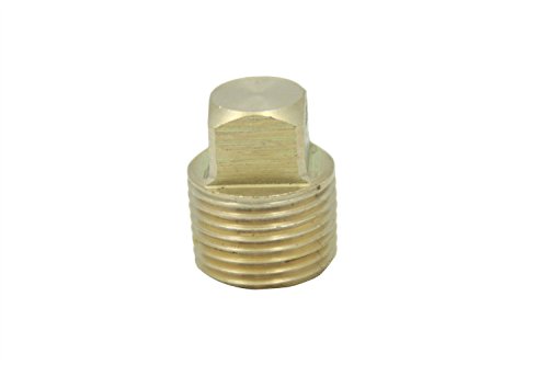 LTWFITTING Brass Pipe Square Head Plug Fittings 3/8-Inch Male BSPT Air Fuel Water Boat (Pack of 5)