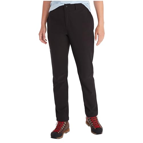Marmot Wm's Scree Pant, Pantalón softshell de trekking, pantalón para exterior, pantalón impermeable para senderismo, Mujer, Black, 08