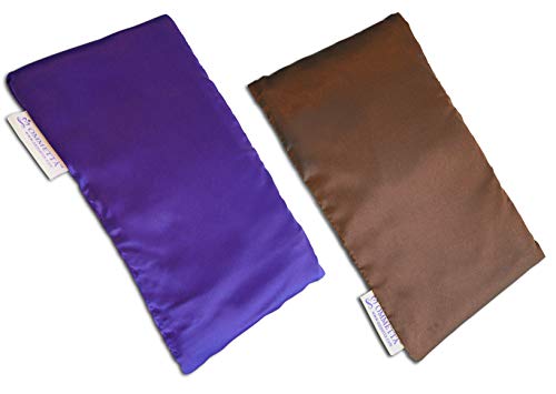 OMMETTA Set of 2 Yoga Eye Pillows with Hot & Cold Lavender Aromatherapy for Migraine, Stress Relief, Meditation, Sleep | Removable Cover & Machine Washable (Brown-Purple)