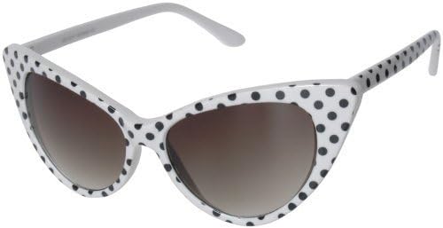 Retro Cateyes Vintage Style Polka Dot Cat Eye Sunglasses (White)