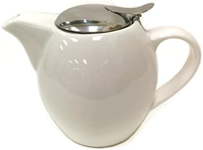 Tea Master Pearl Solid Color Teapot w/ Stainless Steel Infuser and Lid (17-Ounce, Glossy White)