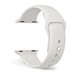 FanTEK Soft Silicone Sport Style Replacement iwatch Strap for Apple Wrist Watch 38mm Models - Small/Medium - Antique White