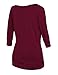 Match Women's 3/4 Sleeve Drape Top with Side Shirring (140 Wine red,XXX-Large)