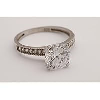 Wedding! Turkish Handmade Jewelry Round Cut Topaz Stone 925 Sterling Silver Rhodium Ring Size Options