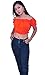 Wevez Women's Tribal Style Summer Cotton Puff Sleeve Crop Top Blouse, Orange