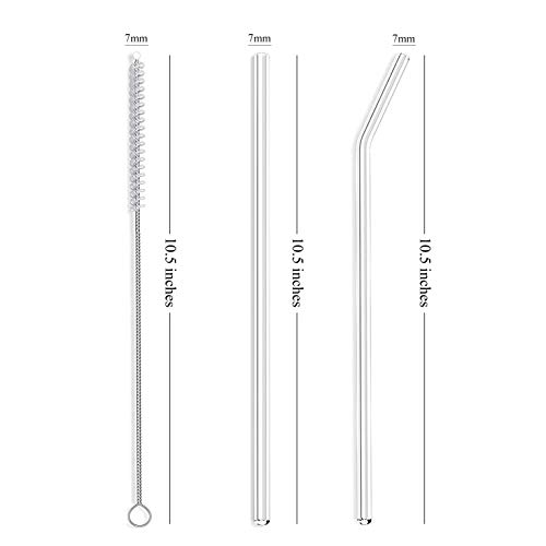 ALINK Skinny Clear Glass Straws, 10.5