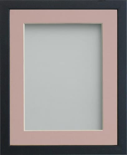 Frame Company Jellybean Range Black Wooden 10x8 inch Picture Photo Frame with Pink Mount for Image 7x5 inch * Choice of Colours & Sizes* Fitted with Perspex