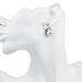 Zittop Double Sided Front Back Peek A Boo Ball Faux Pearl Beads Womens Fashion Elegant Tribal Stud Earrings (Silver)
