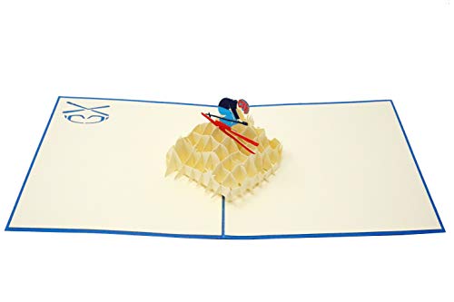 WOWPAPERART Skiing - 3D Pop Up Greeting Card for All Occasions - Birthday, Love, Congrats, Good Luck, Sports, Retirement, Christmas, Congrats - Gifts for Family, Friends, Lovers