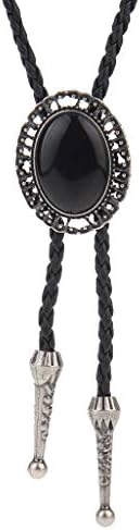 LIANCHIWestern Black Bolo Tie for Men and Women,Native American Leather Bolo Tie String