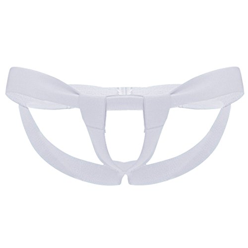 YiZYiF Men's Bandage Open Pouch G-string Underwear with Enhancing Strap White