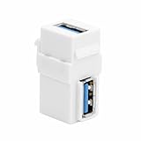 HOTL 90 Degree Right Angled USB 3.0 Adapter,Type A Female to Female Extension Keystone Jack Coupler Connector Converter Bridge Adapter for Wall Plate Panel (USB_F-USB_F), White