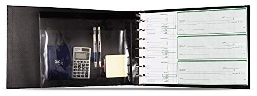 Executive 7 Ring Check Binder, 500 Check Capacity, for 9x13 Inch Sheets, with 6 Year Calendar Organizer, Sleek Business Design, Premium Quality - Black (11703) - Thumbnail 2