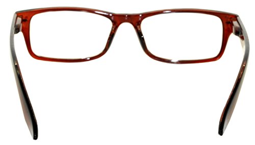 Brown Frame Narrow Rectangular Clear Lens Eyeglasses Retro Style - Thumbnail 2