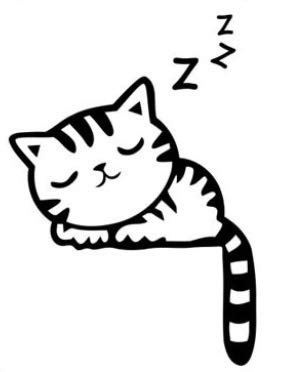 Cute Sleepy Cat, Pack of 3 Decals, Stickers, Wall Art, Switch, Socket