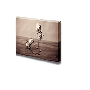 Funny Canvas Prints Wall Art - Miniature Still-Life with Peanut Man and Dog | Modern Home Art Framed and Ready to Hang - 12" x 18"
