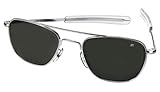 AO American Optical Original Pilot Sunglasses Silver 57mm Bayonet Temples