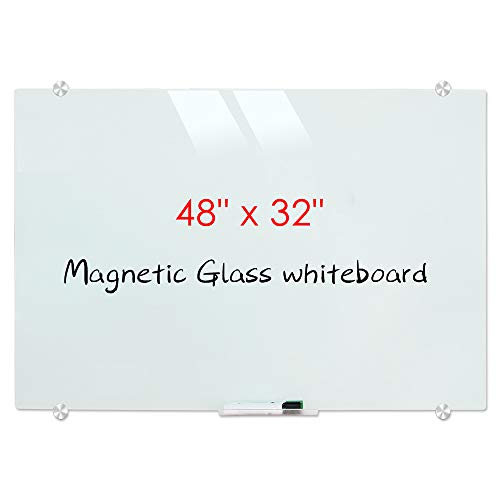 Glass Whiteboard, 48 x 32 Inch (120 x 80 cm), Frameless Glass