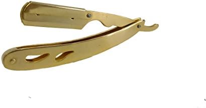 Barber Straight Razor Gold Plated Both Hole and Non Hole Design (Gold Swing Lock Hole Design)