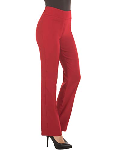 Bootcut Dress Pants for Women -Stretch Comfy Work Pull on Womens Pant Red-L