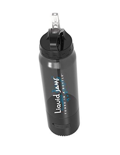 Liquid Jams Water Bottle with Bluetooth Speaker and LED Light - Black