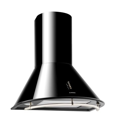 Klarstein Lumio Neo - Hotte Murale Aspirante Style Rétro avec Rail pour Accrocher Ustensiles (60Cm, Extraction 610M³, Mode Recyclage Possible, 3 Vitesses) - Noir