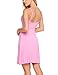 HOTOUCH Women's Sexy Chsmise Nightdress Full Slip V neck Lace Lingerie Nightwear Pink L