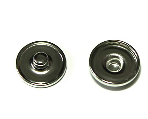 ALL in ONE Flat Round Platinum Snap Button Cabochon Tray (18mm Tray Only - 50pcs)