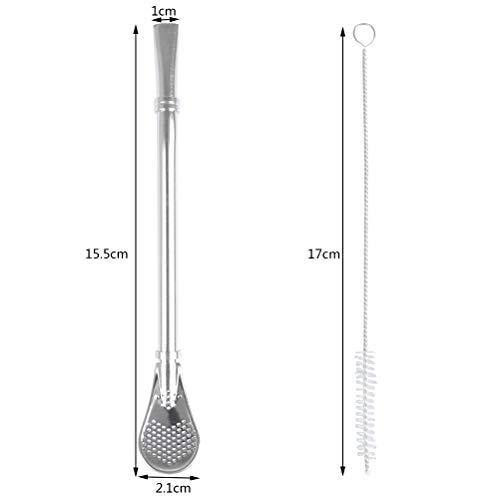FOROREH Strohhalme 2 In 1 Trinkhalme Löffel, Edelstahl Strohhälme Sieblöffel Teelöffel für Tee, Kaffee, Zitronentee… – Bild 3