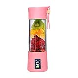 Portable Juicer Blender, Household Fruit Mixer - Six Blades in 3D, 380ml Fruit Mixing Machine with USB Charger Cable for Superb Mixing, USB Juicer Cup(Pink)