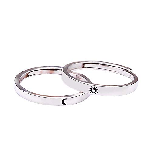 Chereda Couple Ring for Best Friend Sun Moon 925 Silver Ring Women Gift