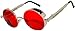 Steampunk Retro Gothic Vintage Hippie Colored Metal Round Circle Frame Sunglasses Colored Lens OWL (Steampunk_C10_Gold_Red_Sea, PC Lens)