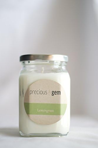 Lemongrass - Soy Candle With A Gemstone Inside (Surprise Semi-Precious Faceted Gemstone Valued $10-$5,000)