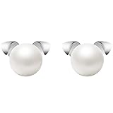SLUYNZ Platinum Plated 925 Sterling Silver Cute Freshwater Pearl Puppy Studs Earrings for Women Teen Girls Dod Studs Earrings
