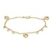 Barzel 18K Gold Plated Heart Ankle Bracelet For Women, 10 Inches - Made In Brazil