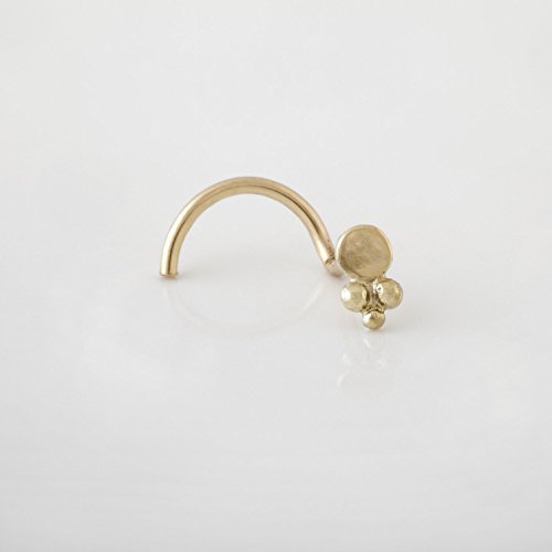 Nose stud, 14k gold nose piercing, tribal tiny gold nos…