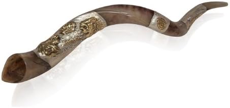 Medium Kudu Horn Shofar with Sterling Silver Lion of Judah Plates