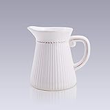 D'vine Dev 6 Inches White Ceramic Decorative Pitcher French Small White Pitcher Vase Decorative Pitcher Flower Vase for Bouquet - Perfect Pitcher for Home Décorative
