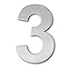 QT Modern House Number - LARGE 8 Inch - Brushed Stainless Steel (Number 3 Three), Floating Appearance, Easy to install and made of solid 304